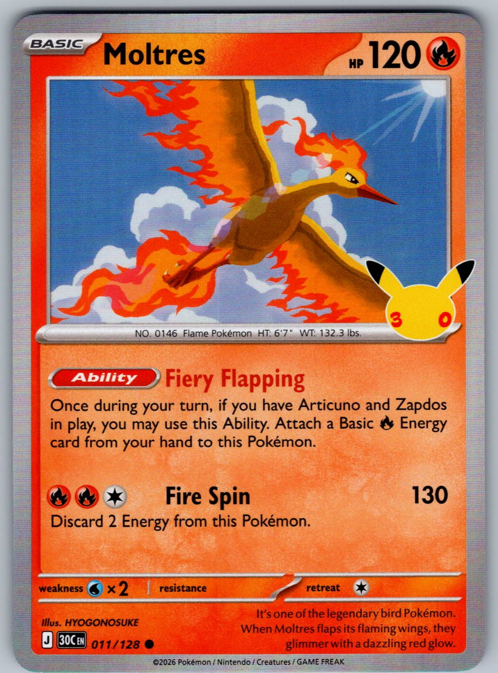 Moltres 011/128 ME: 30th Celebration Pokemon Holo