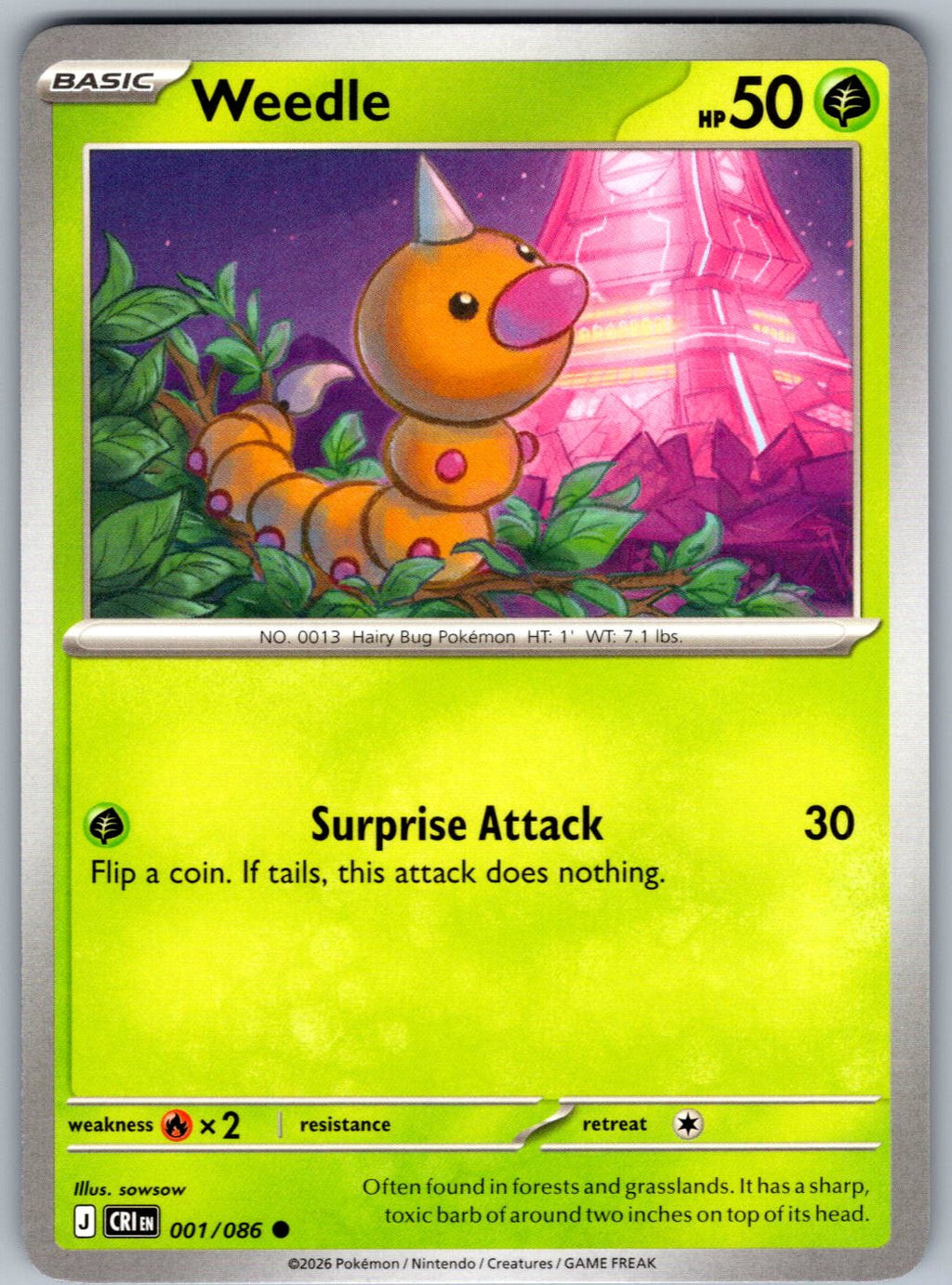 Weedle 001/086 Chaos Rising Pokemon