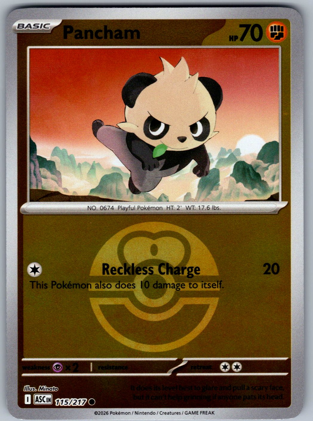 Pancham (Love Ball) 115/217 Ascended Heroes Pokemon Reverse Holo