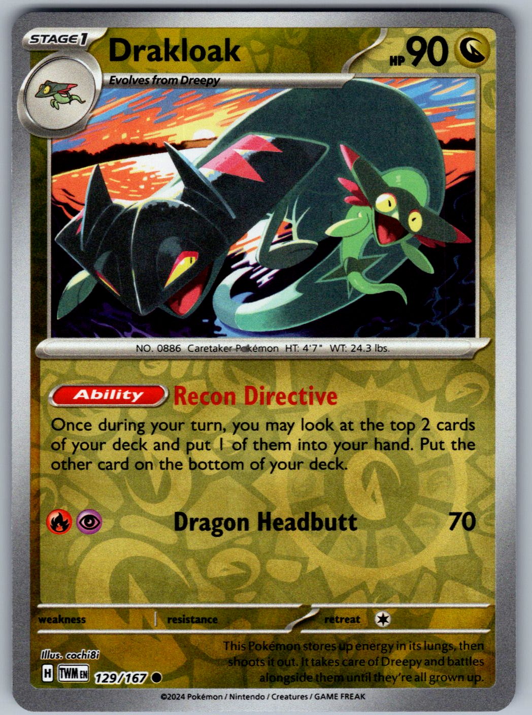Drakloak 129/167 Twilight Masquerade Pokemon Reverse Holo