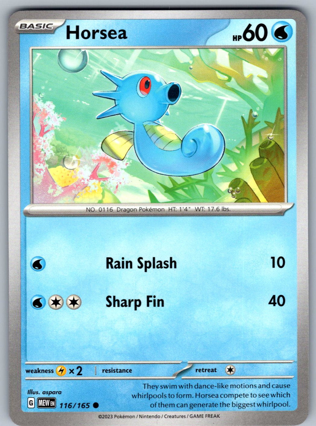 Horsea 116/165 151 Pokemon