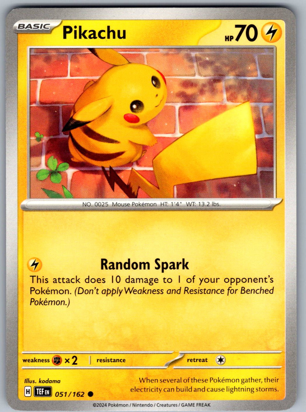 Pikachu 051/162 Temporal Forces Pokemon