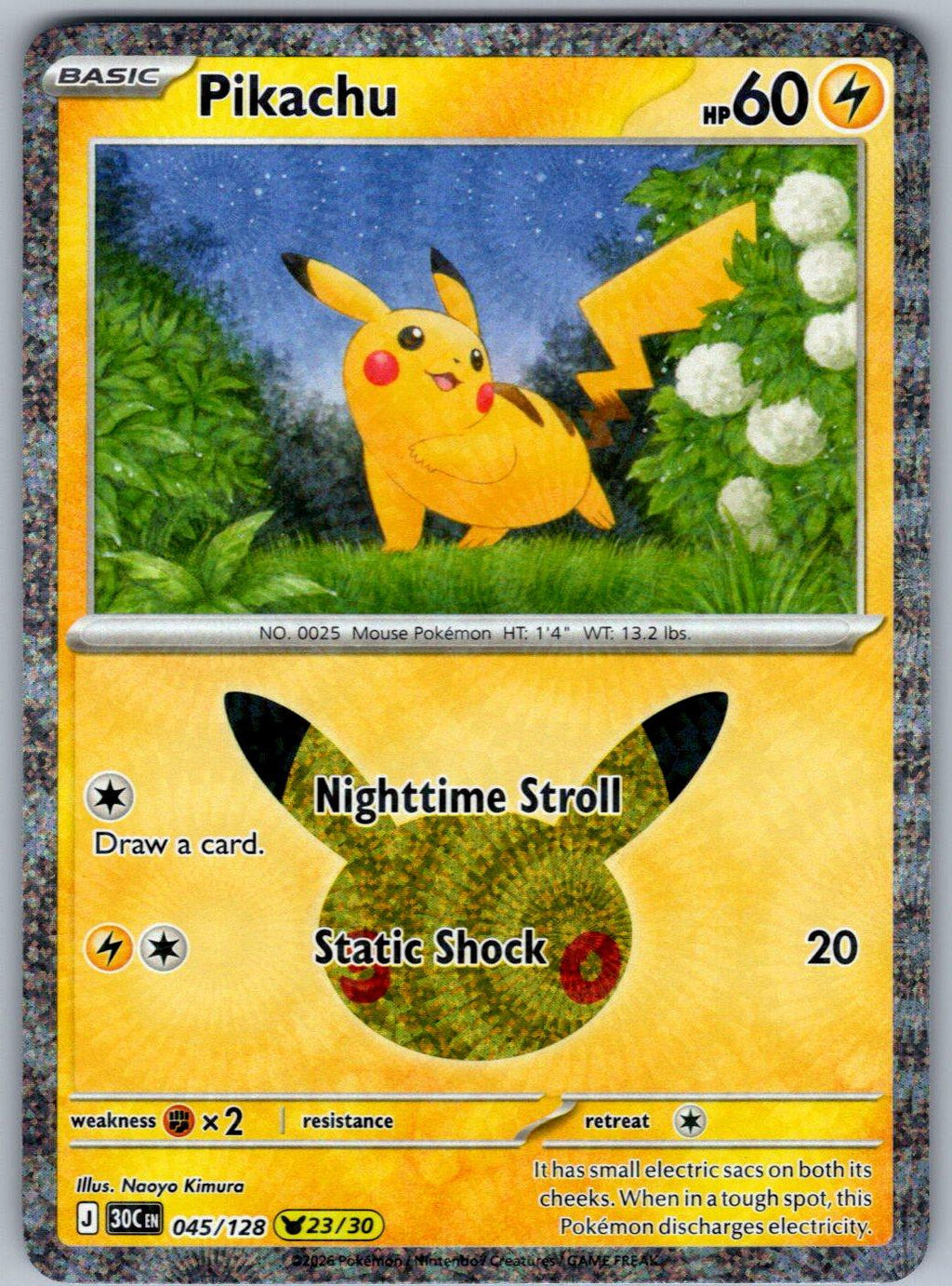 Pikachu 045/128 ME: 30th Celebration Pokemon Holo