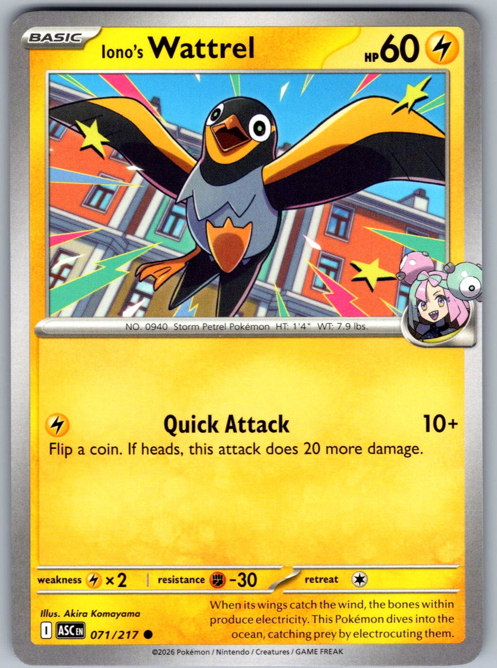 Iono's Wattrel 071/217 Ascended Heroes Pokemon