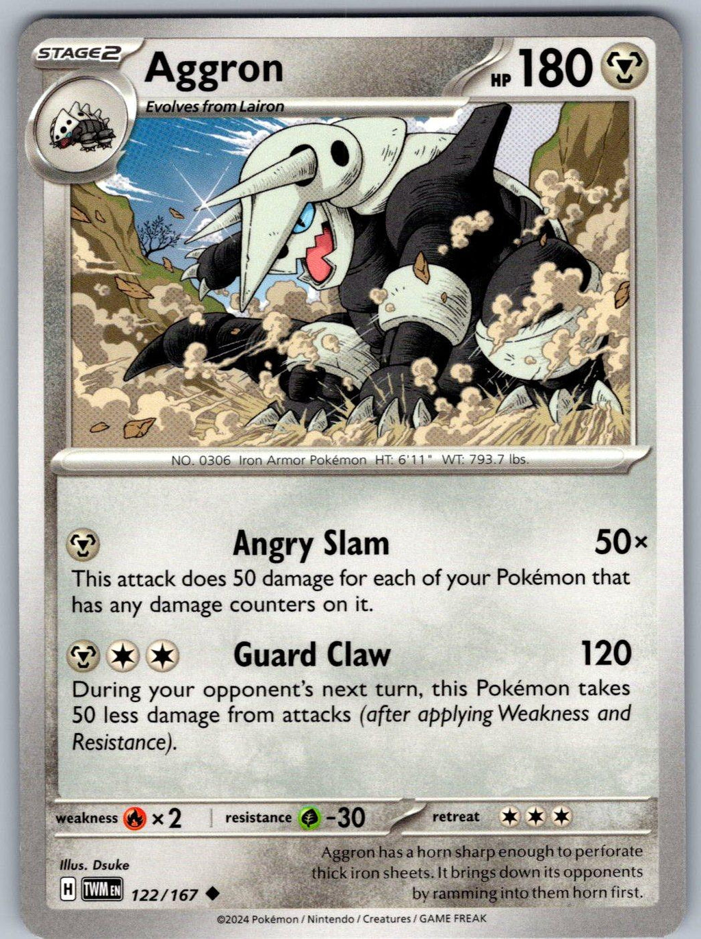 Aggron 122/167 Twilight Masquerade Pokemon