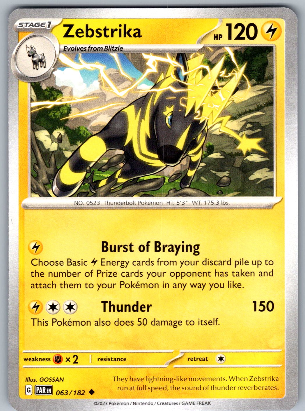 Zebstrika 063/182 Paradox Rift Pokemon
