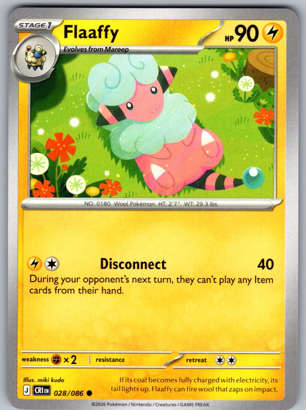 Flaaffy 028/086 Chaos Rising Pokemon
