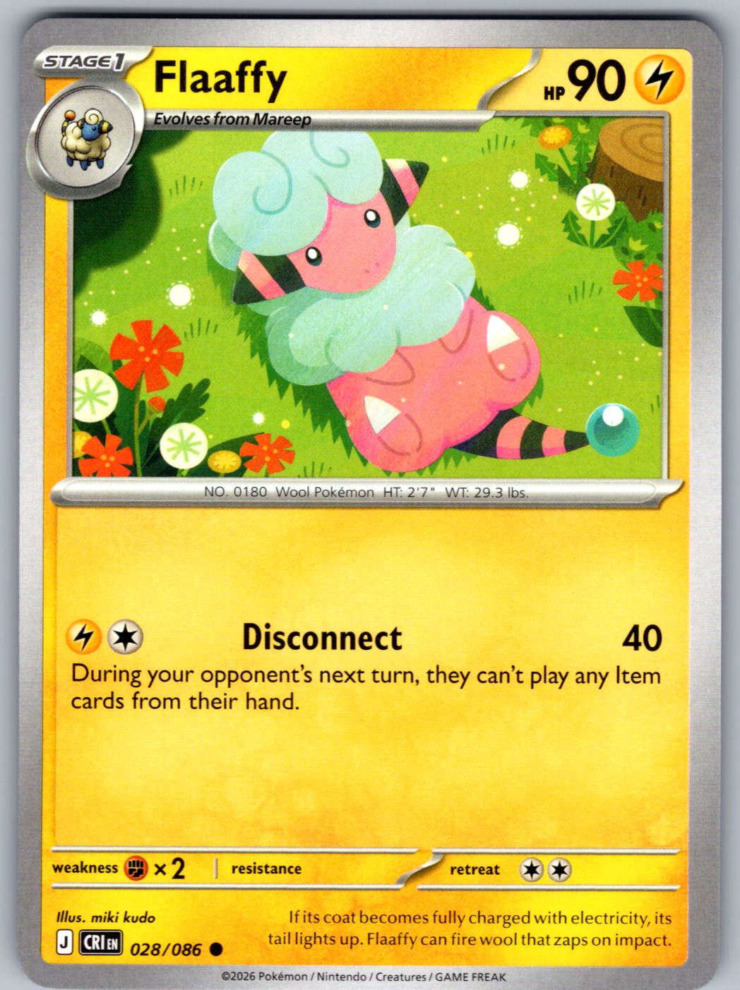 Flaaffy 028/086 Chaos Rising Pokemon