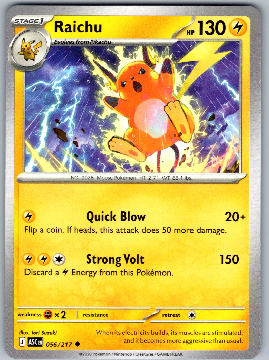 Raichu 056/217 Ascended Heroes Pokemon
