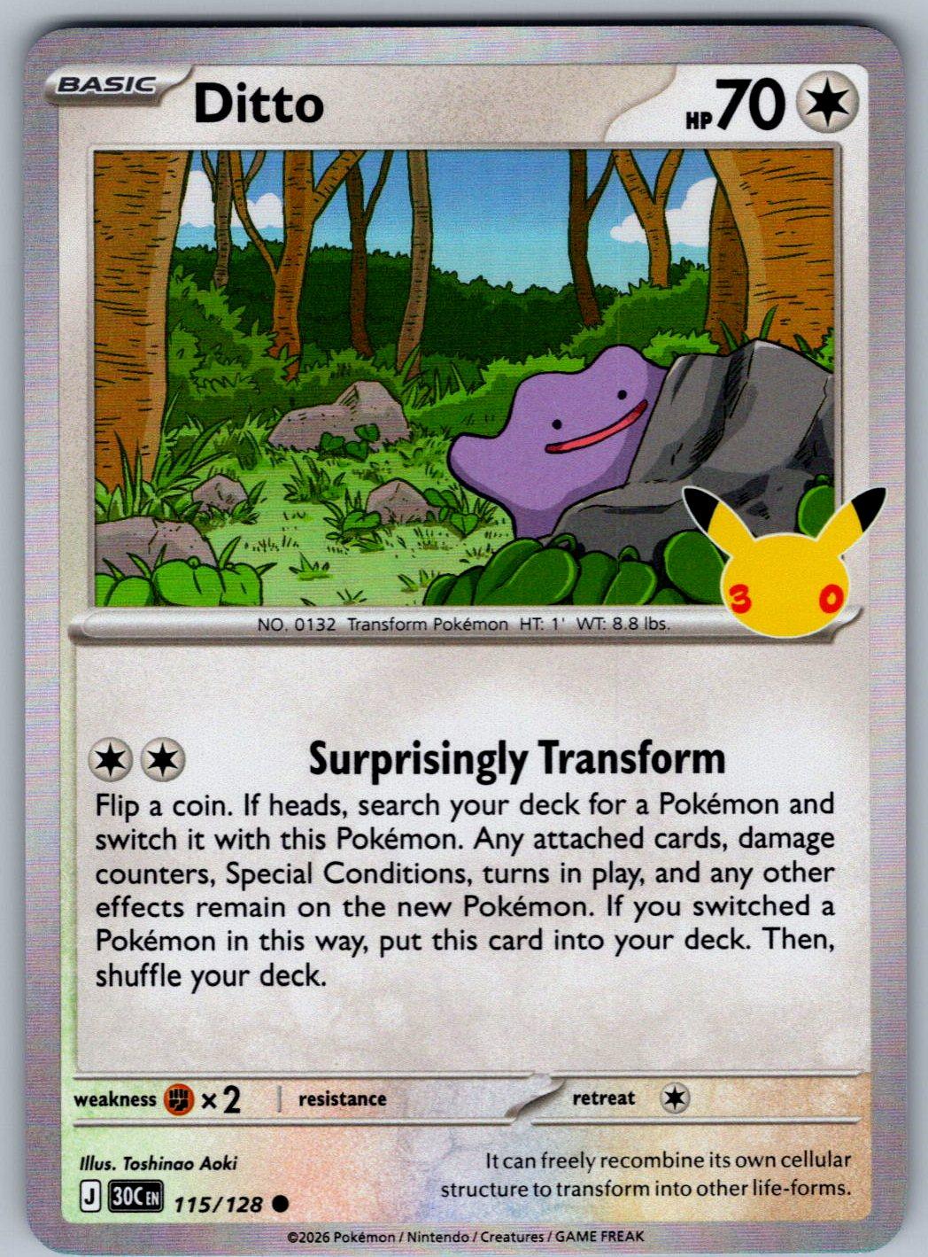 Ditto 115/128 ME: 30th Celebration Pokemon Holo