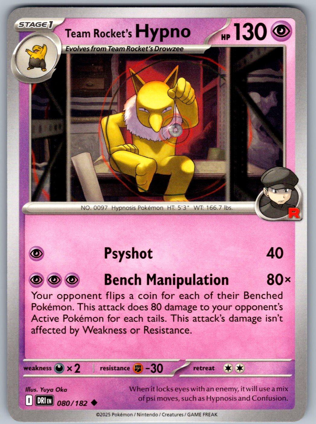 Team Rocket's Hypno 080/182 Destined Rivals Pokemon