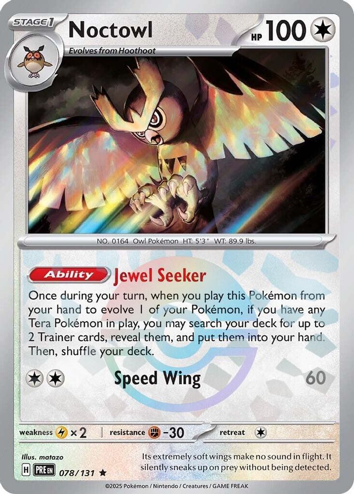 Noctowl (Poke Ball Pattern) 078/131 Prismatic Evolutions Pokemon Holo