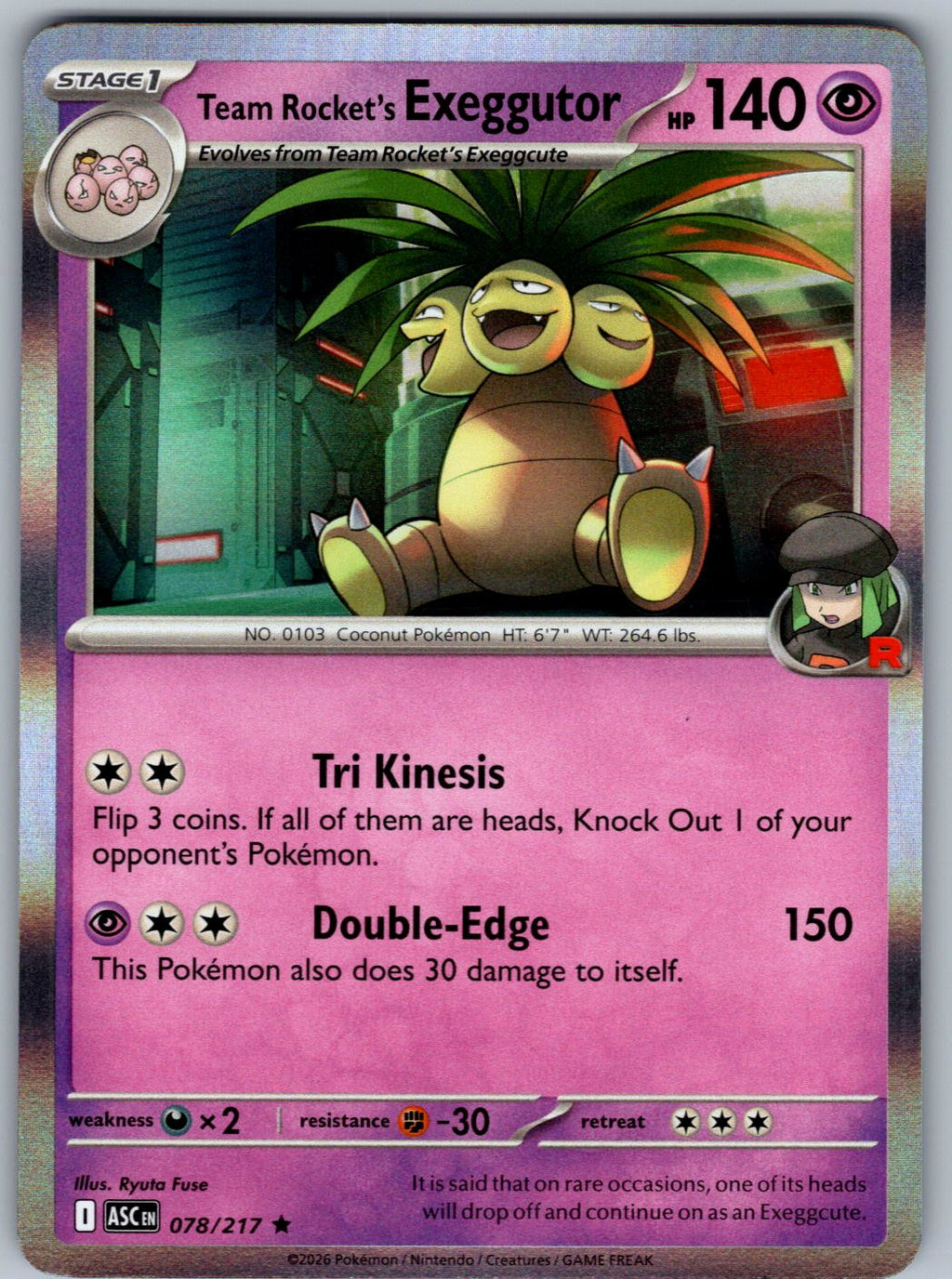 Team Rocket's exeggutor 078/217 Ascended Heroes Pokemon Holo