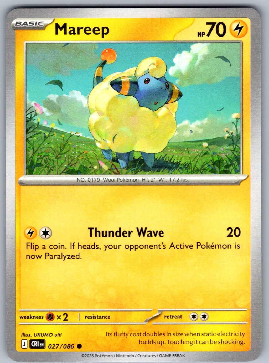 Mareep 027/086 Chaos Rising Pokemon