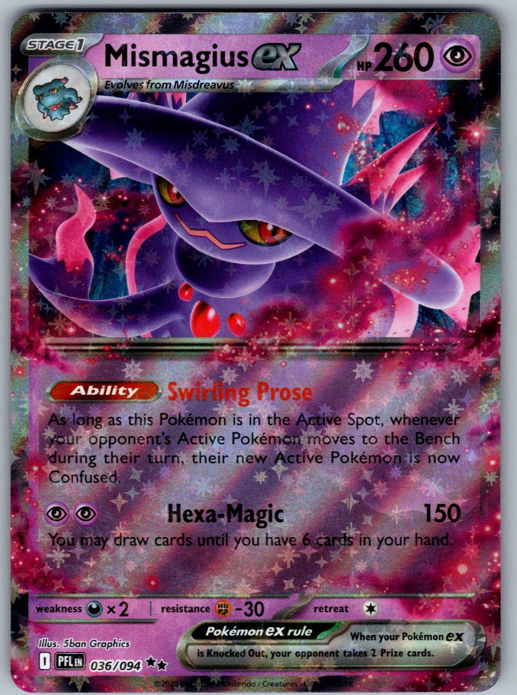 Mismagius ex 036/094 Phantasmal Flames Pokemon Holo