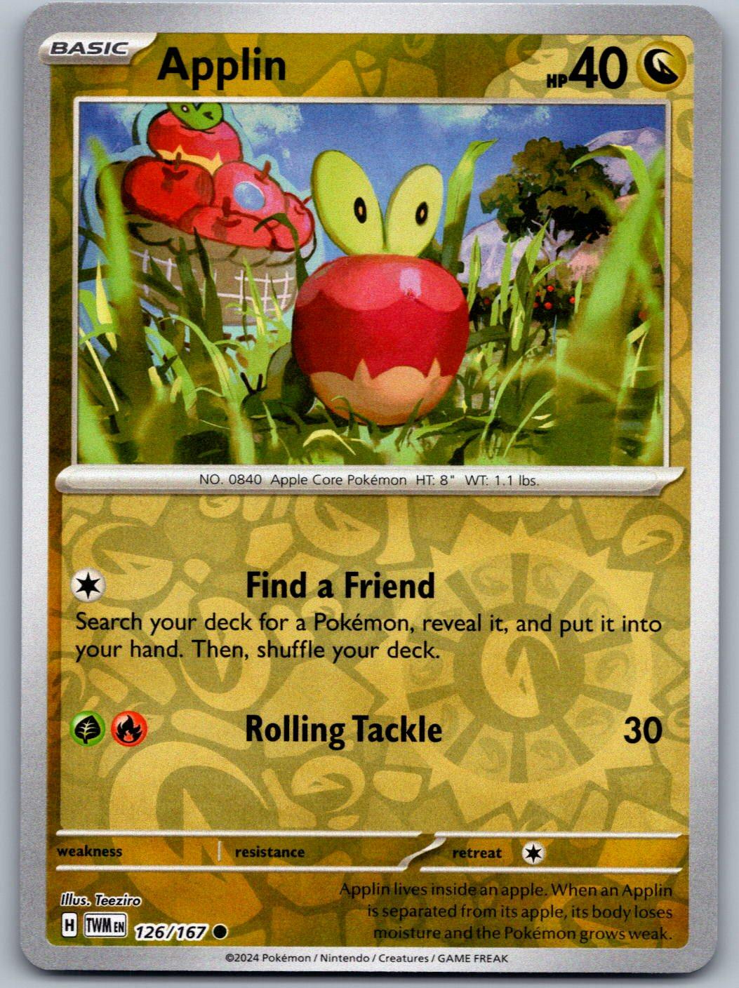 Applin 126/167 Twilight Masquerade Pokemon Reverse Holo