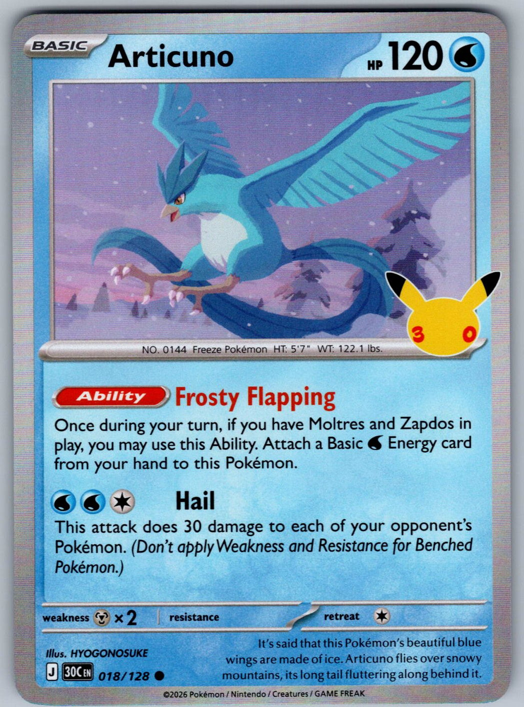 Articuno 018/128 ME: 30th Celebration Pokemon Holo