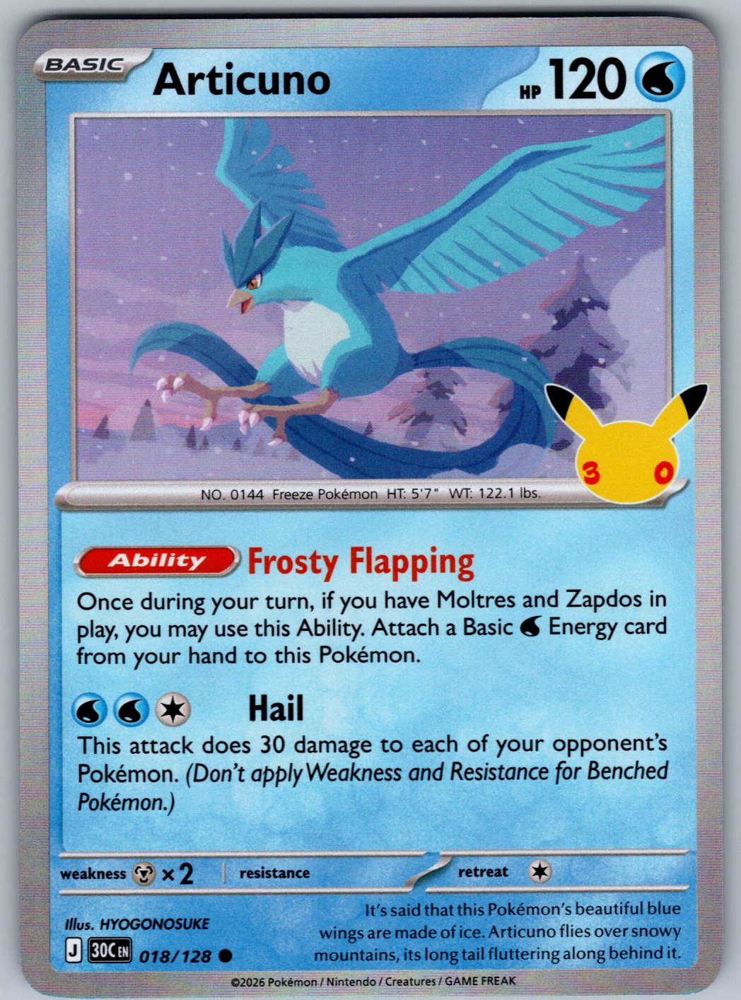 Articuno 018/128 ME: 30th Celebration Pokemon Holo