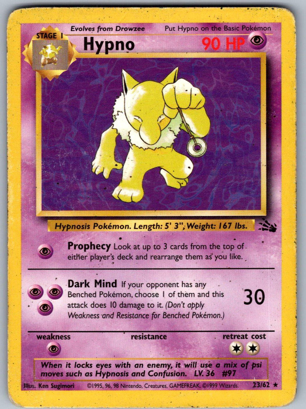 Hypno 23/62 Fossil Pokemon Unlimited