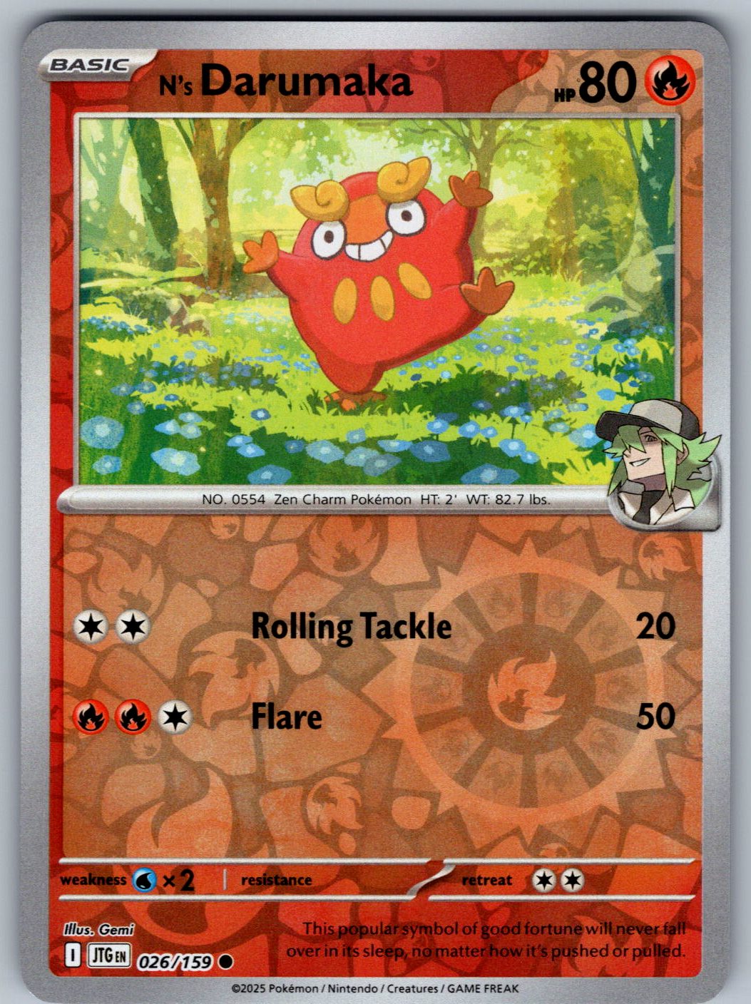 N's Darumaka 026/159 Journey Together Pokemon Reverse Holo