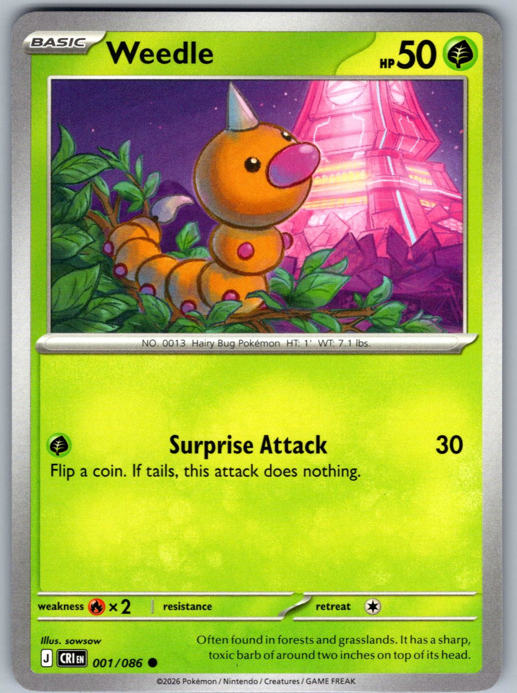 Weedle 001/086 Chaos Rising Pokemon