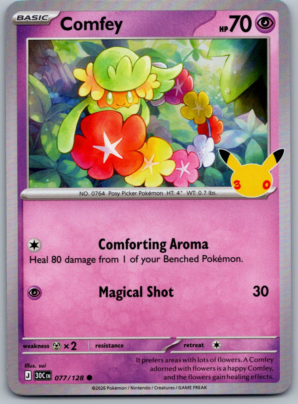 Comfey 077/128 ME: 30th Celebration Pokemon Holo