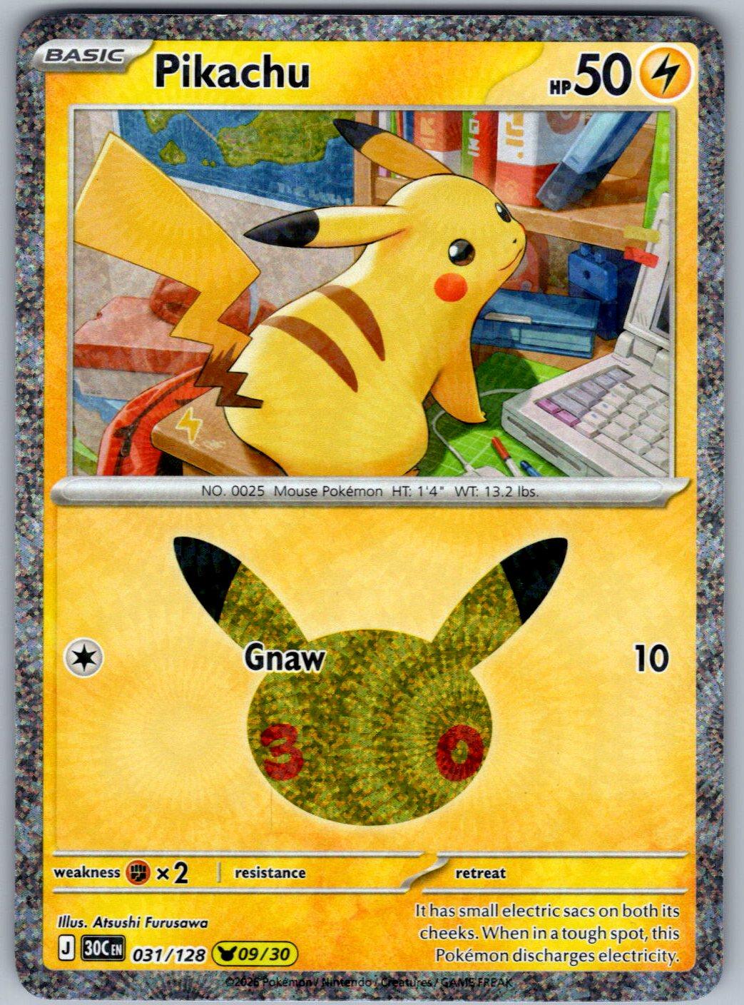 Pikachu 031/128 ME: 30th Celebration Pokemon Holo