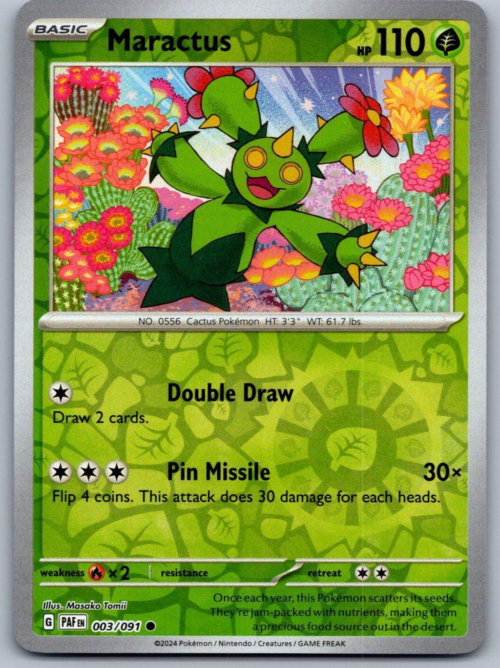 Maractus 003/091 Paldean Fates Pokemon Reverse Holo