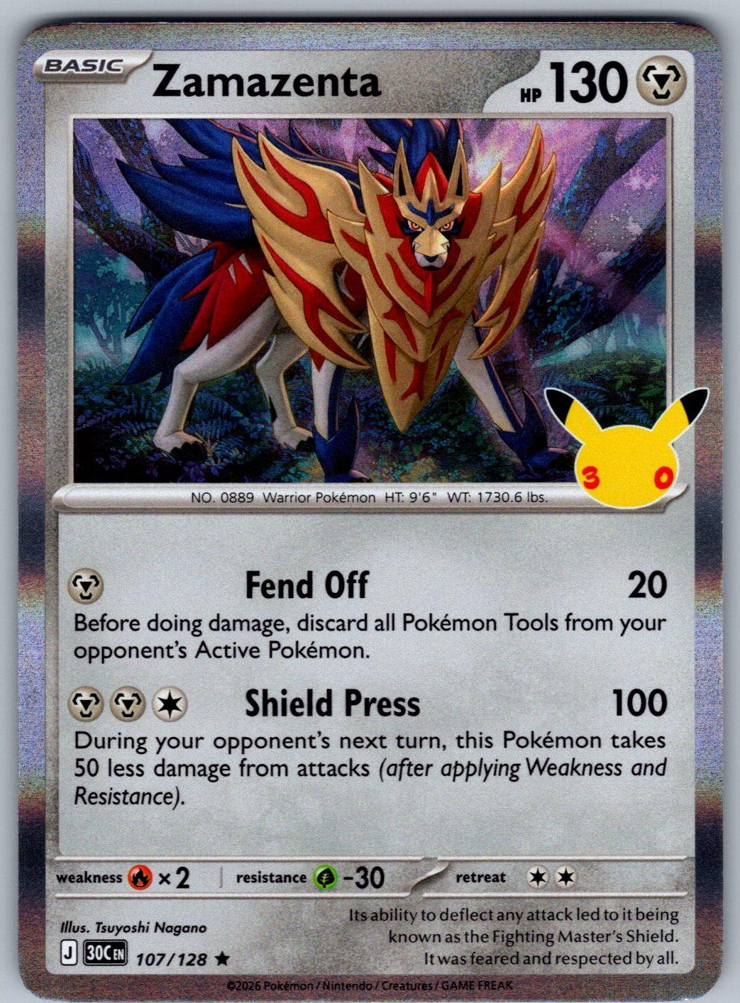 Zamazenta 107/128 ME: 30th Celebration Pokemon Holo