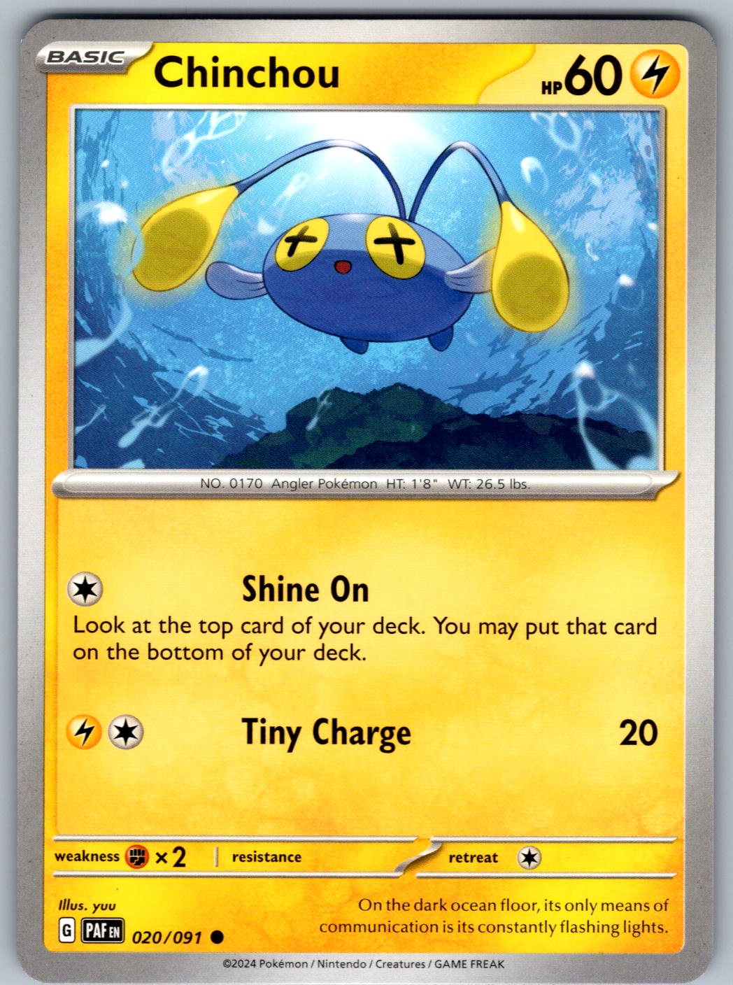 Chinchou 020/091 Paldean Fates Pokemon
