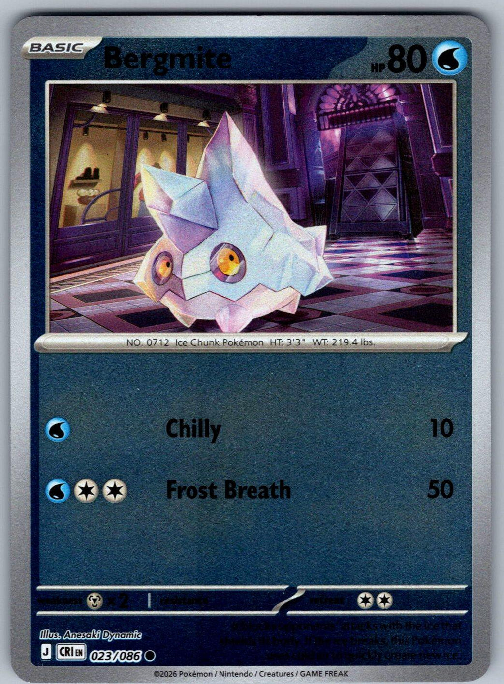Bergmite 023/086 Chaos Rising Pokemon Reverse Holo