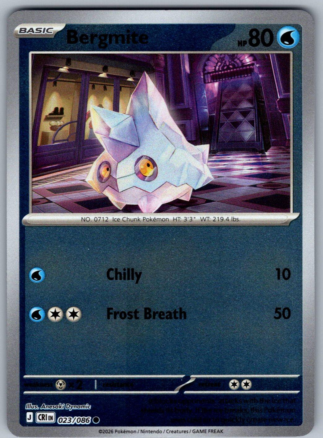 Bergmite 023/086 Chaos Rising Pokemon Reverse Holo