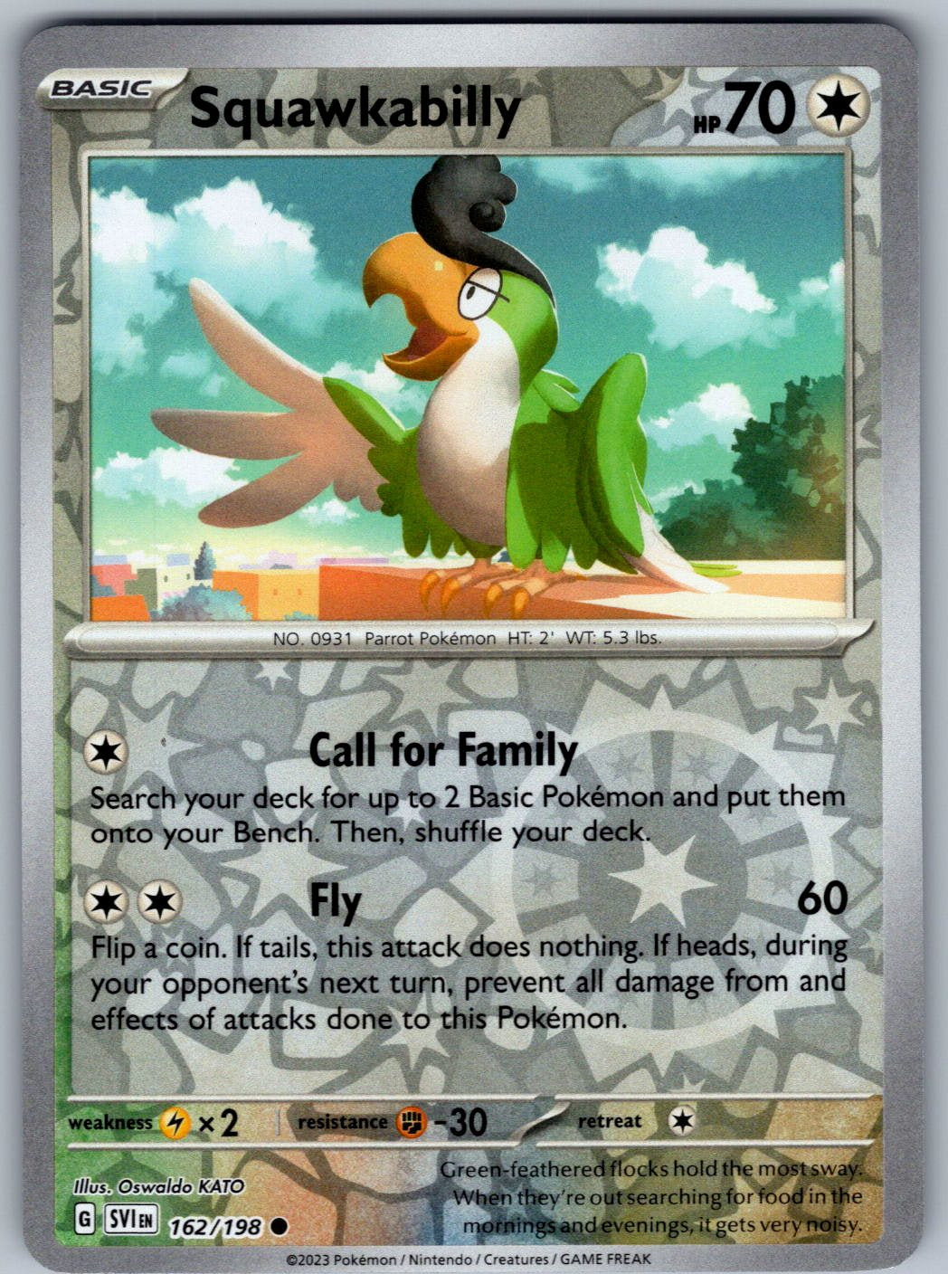 Squawkabilly 162/198 Scarlet & Violet Pokemon Reverse Holo