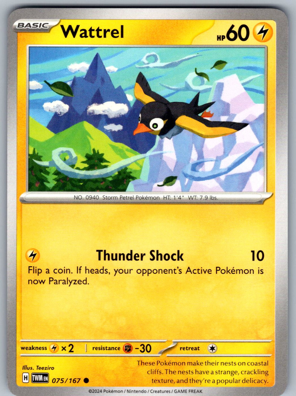 Wattrel 075/167 Twilight Masquerade Pokemon