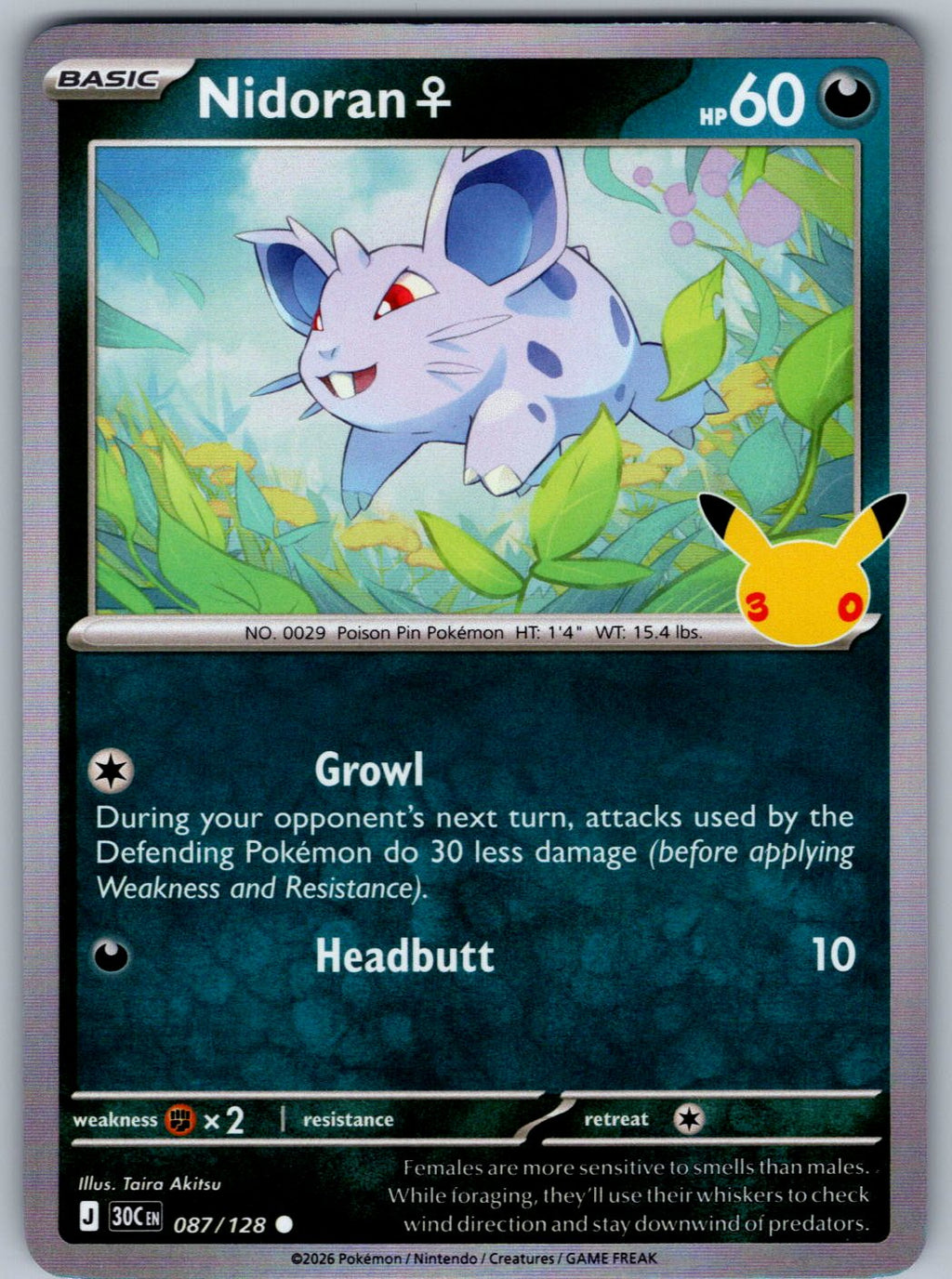 Nidoran F 087/128 ME: 30th Celebration Pokemon Holo