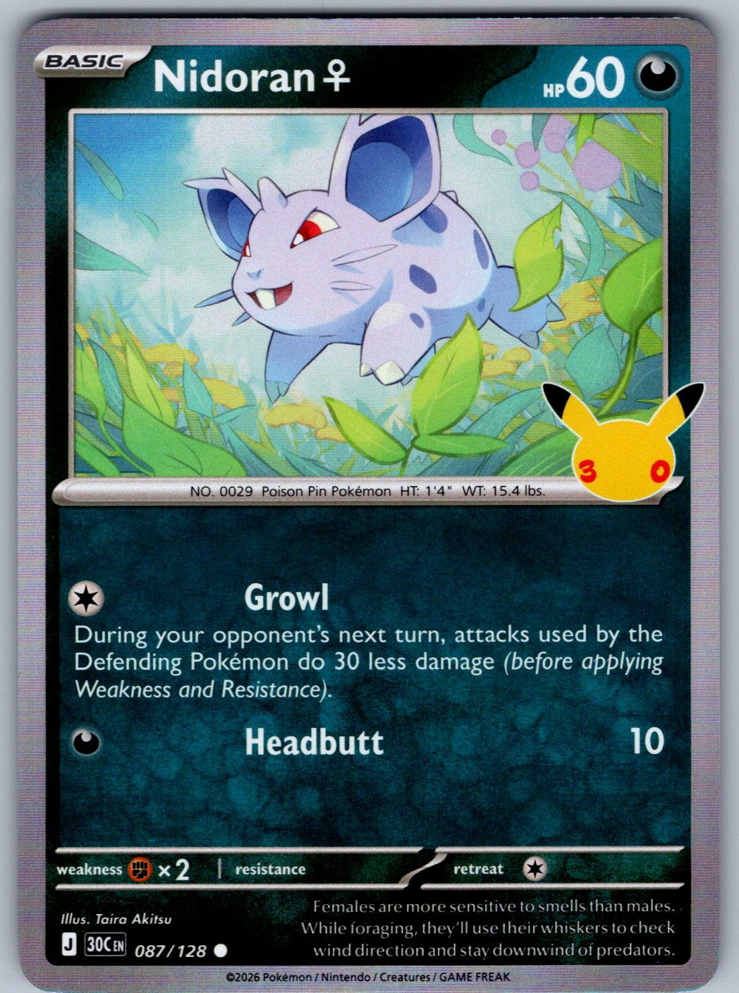 Nidoran F 087/128 ME: 30th Celebration Pokemon Holo