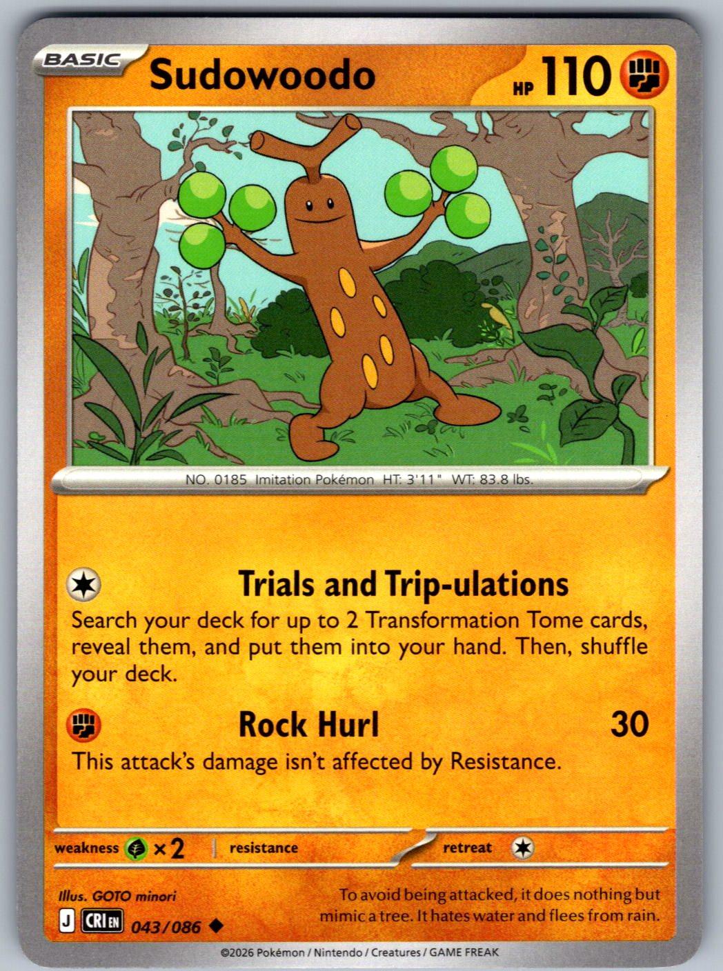 Sudowoodo 043/086 Chaos Rising Pokemon