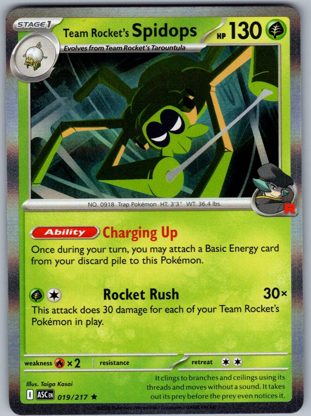 Team Rocket's Spidops 019/217 Ascended Heroes Pokemon Holo