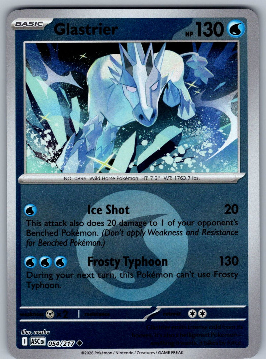 Glastrier (Energy Symbol Pattern) 054/217 Ascended Heroes Pokemon Reverse Holo