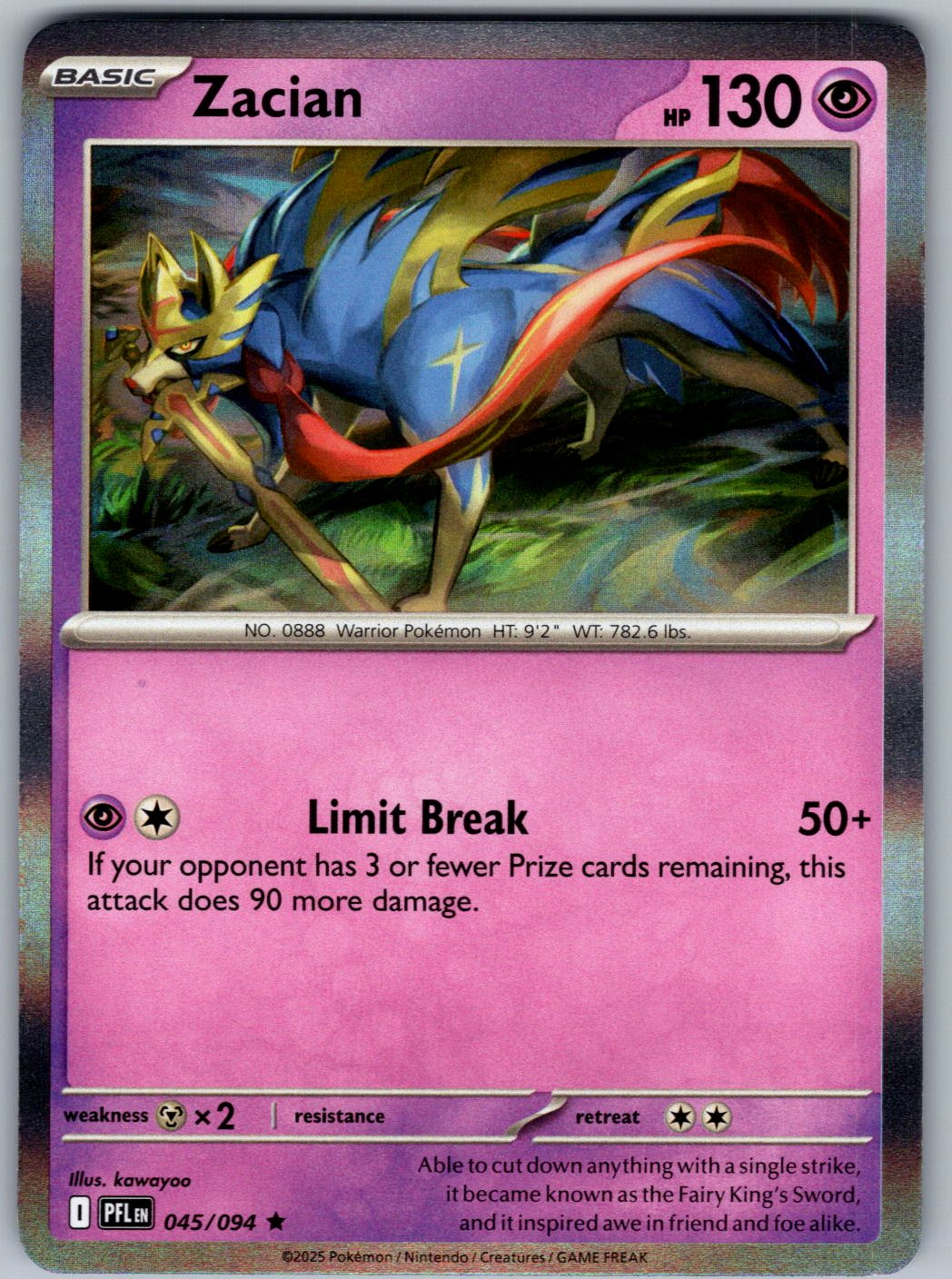 Zacian 045/094 Phantasmal Flames Pokemon Holo