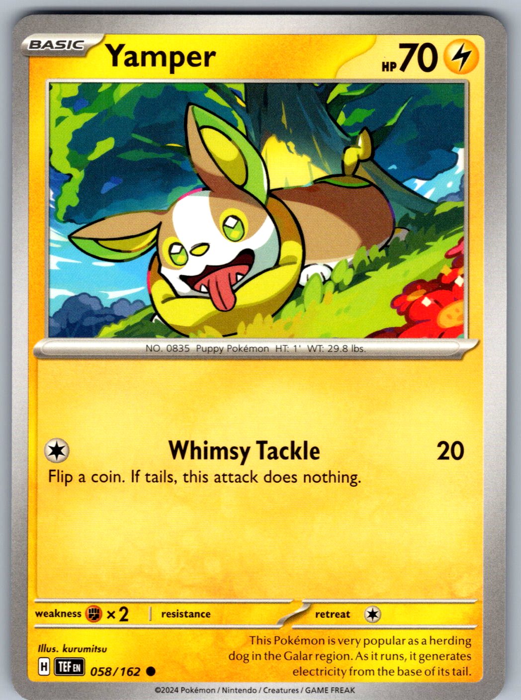 Yamper 058/162 Temporal Forces Pokemon