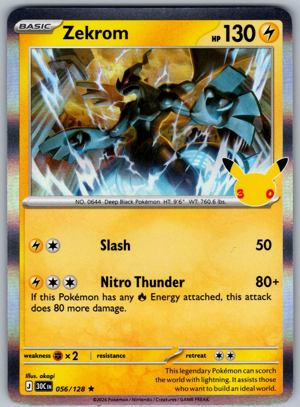 Zekrom 056/128 ME: 30th Celebration Pokemon Holo