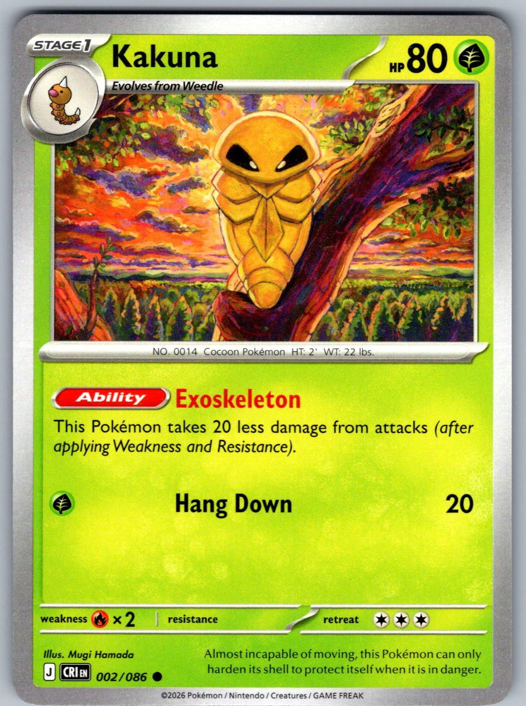 Kakuna 002/086 Chaos Rising Pokemon