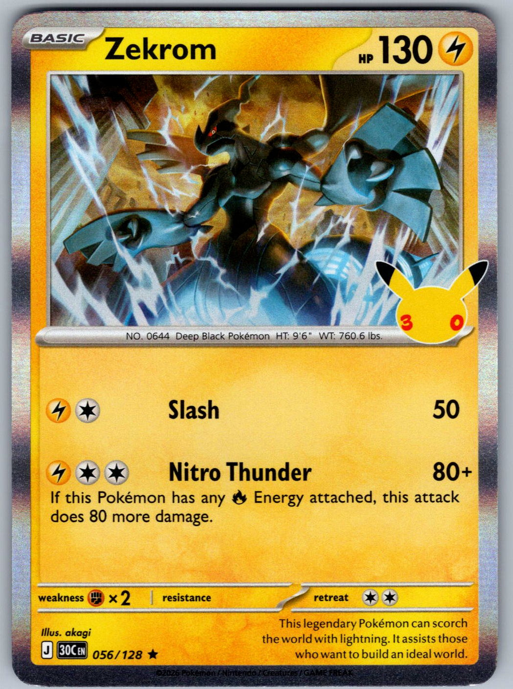 Zekrom 056/128 ME: 30th Celebration Pokemon Holo