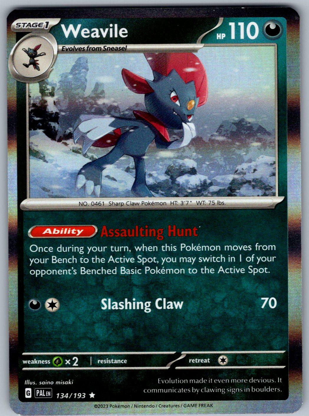 Weavile 134/193 Paldea Evolved Pokemon Holo