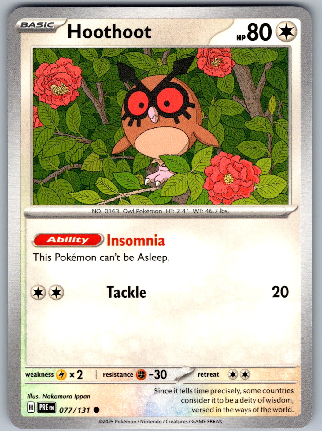 Hoothoot 077/131 Prismatic Evolutions Pokemon