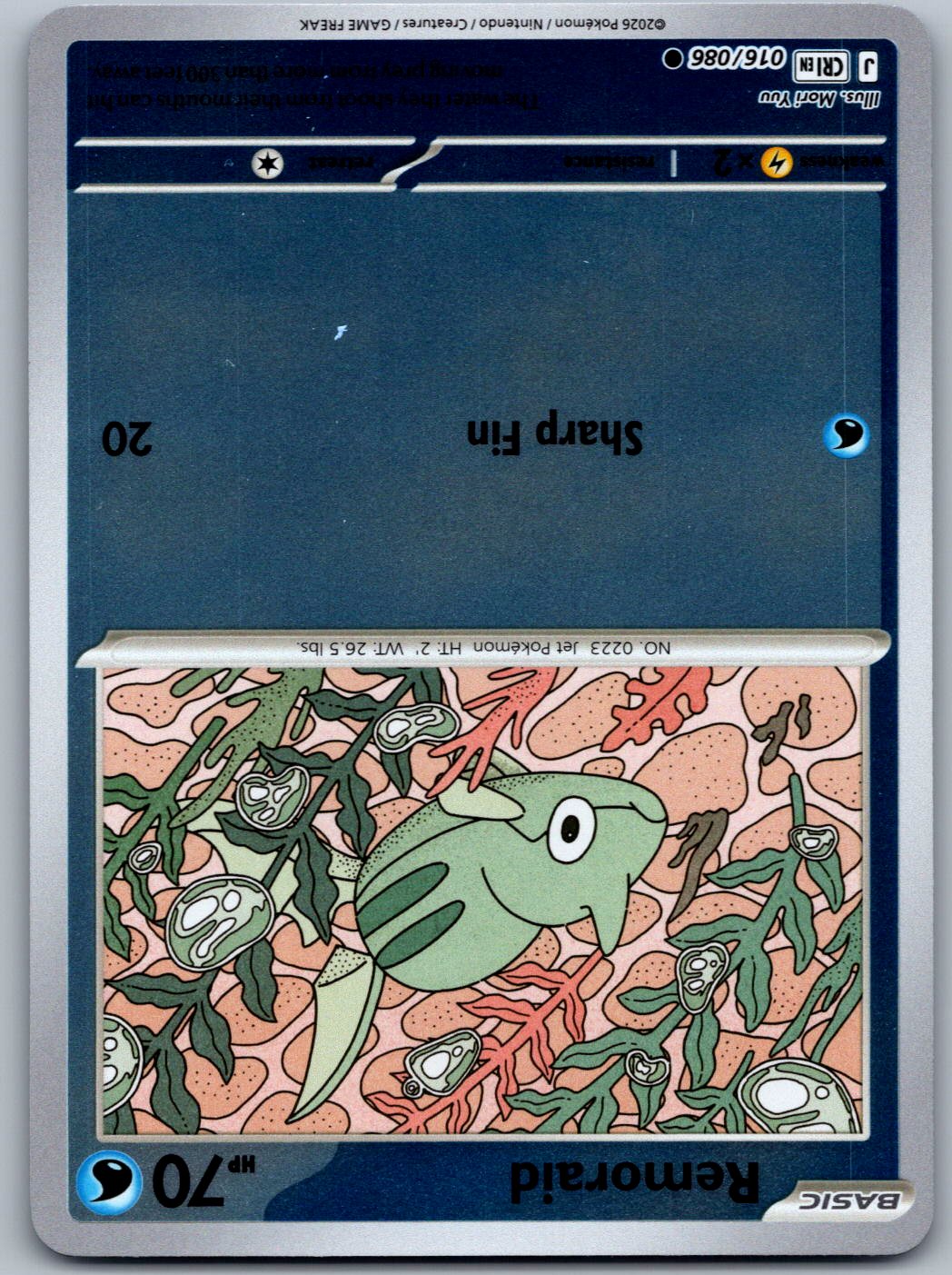 Remoraid 016/086 Chaos Rising Pokemon Reverse Holo
