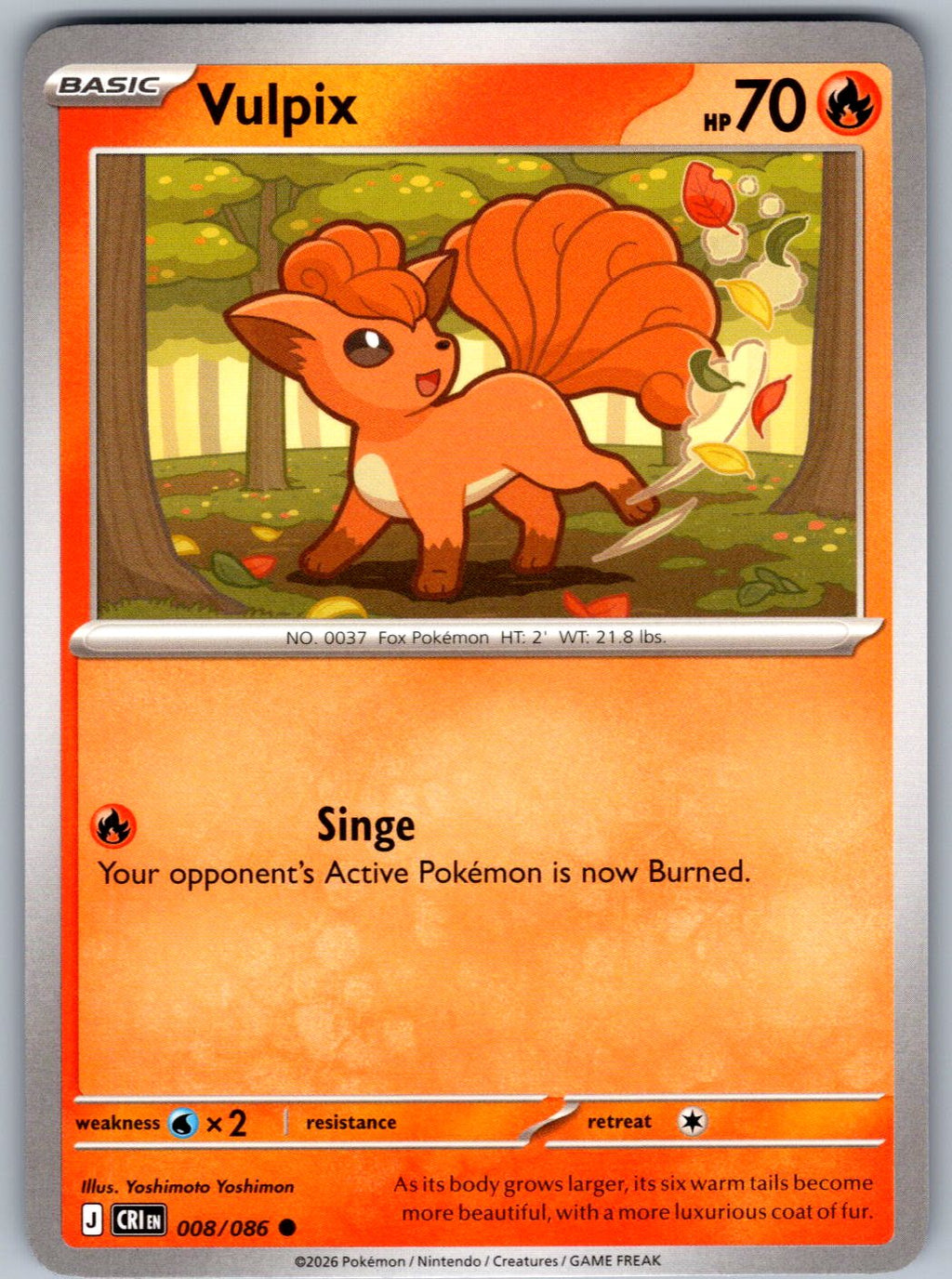 Vulpix 008/086 Chaos Rising Pokemon