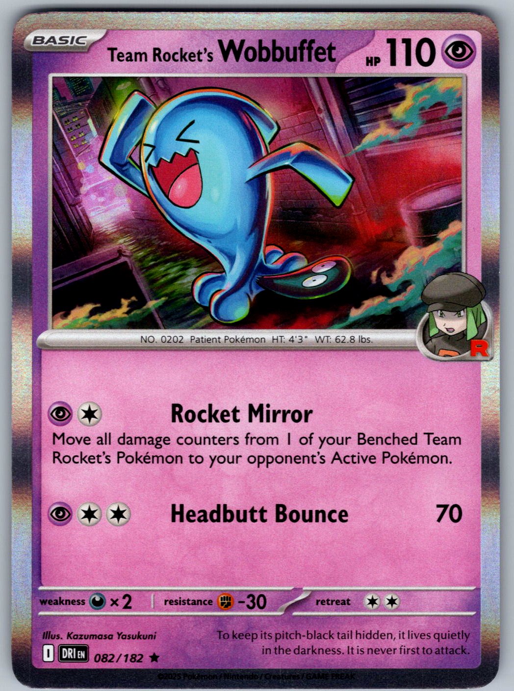 Team Rocket's Wobbuffet 082/182 Destined Rivals Pokemon Holo