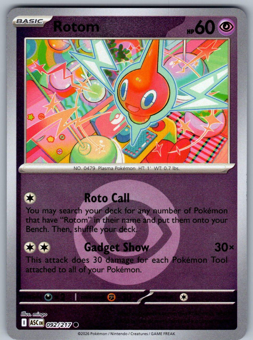 Rotom (Energy Symbol Pattern) 092/217 Ascended Heroes Pokemon Reverse Holo